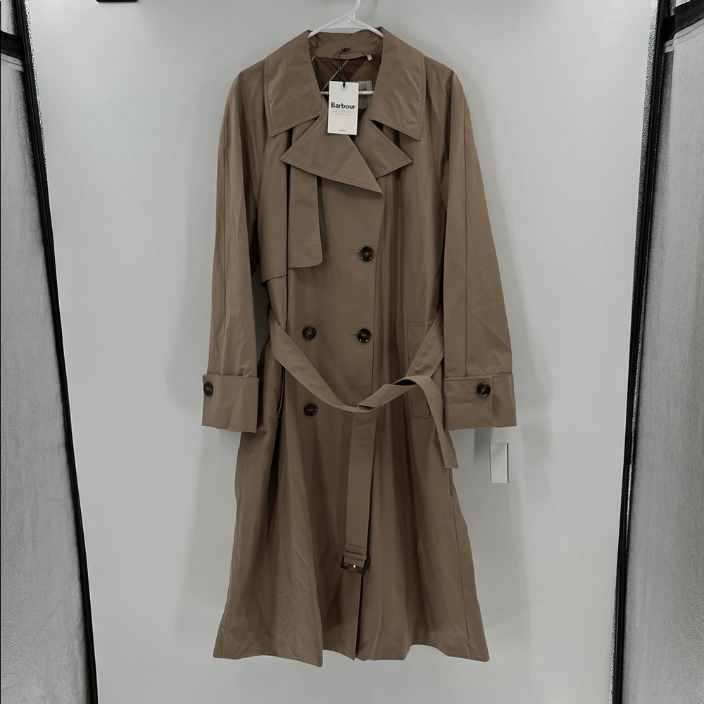 Barbour Women's Gwyn Showerproof Trench - Honey/Muted Cabernet Tart - 14 - NWT